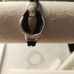 Sterling Silver & Black Cord Bracelet